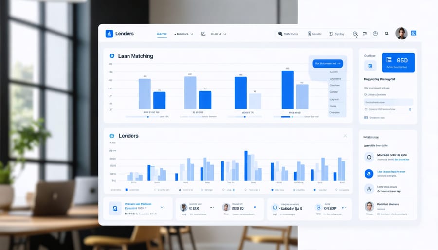 Hands holding smartphone with loan matching application interface